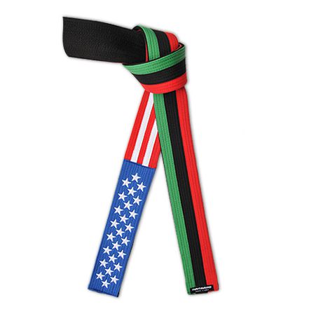 Embroidered Deluxe American African Flag Belt