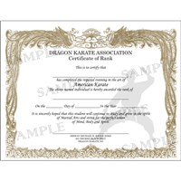 Martial Arts Rank Certificate with Gold Phoenix Border - Kataaro