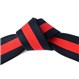 Deluxe Martial Arts Midnight Blue Belt with Red Stripe Tied